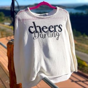 Darling “Cheers Darling” 100% cotton Original Wooden Ships sweater. 😇